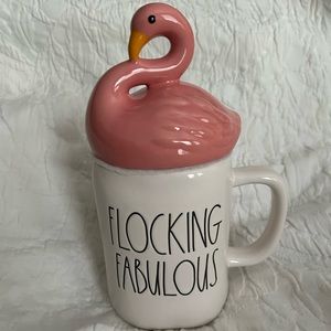 Rae Dunn “Flocking Fabulous” Flamingo Mug with Lid Set RARE!!! 🦩 🦩